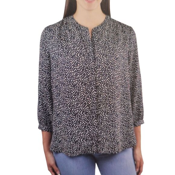 Jachs Girlfriend Women's Black & White Printed 3/4 Sleeve Hidden Button Blouse S - Picture 14 of 15